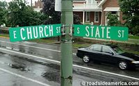 Street Signs: Church Street and State Street intersection.