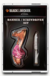 Hammer and screwdriver set that are actually a shoe and a knife