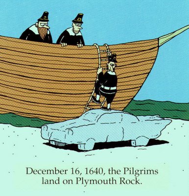 Pilgrims Land on Plymouth Rock