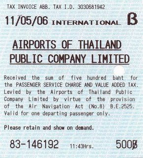 ภาษีท่าอากาศยาน Thailand airpot tax