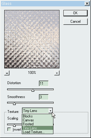물결무늬 유리창 효과 필터: Glass Filter