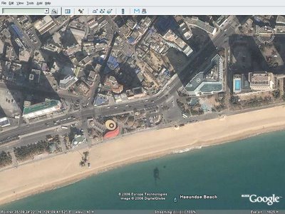 구글어스: 부산 해운대 해수욕장 백사장