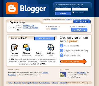 1. Ir a www.blogger.com para crear tu cuenta