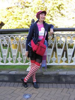 Photo by Rullsenberg: Lisa in stripey socks in Christchurch