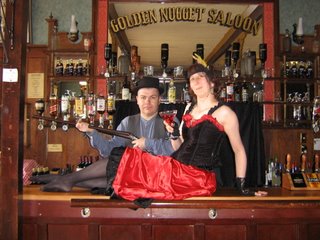 Photo taken on behalf of Rullsenberg: a bar-girl and her boss (aka Rullsenberg and Cloud dressing up in Shantytown, New Zealand)