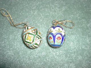 Thought I better get a couple of the traditional looking Cloisonnè eggs. These ones are pretty small and they are for our tree.