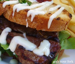 Steak sandwich close-up