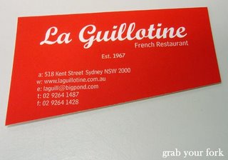 La Guillotine business card