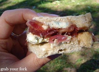 blue cheese and red onion jam sandwich