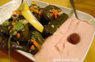 dips and dolmades