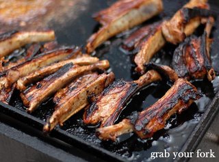lamb ribs on the barbecue