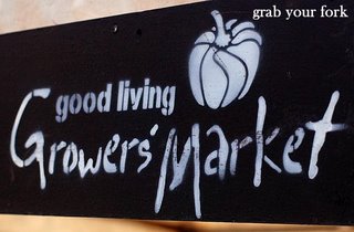 Good Living Growers' Markets chalkboard sign