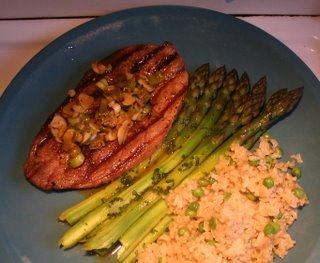 quebec lamb cutlets tarragon asparagus long grain rice with peas