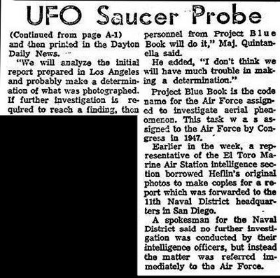 Air Force Lauches Full Probe of County UFO (The Register 9-26-1965) B