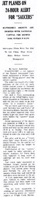 Jet Planes On Alert For Saucers-Bellefontaine Examiner Ohio-7-28-1952