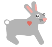 A crude representation of a rabbit, created in the Gimp, by the KnitOwl, MLWM