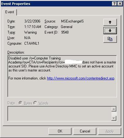 Détection d'événements Windows 9548