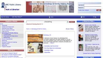 Genealogy & Family History Room screen shot