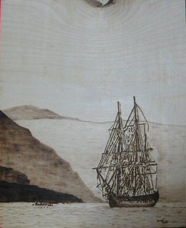 Woodburned ghost ship