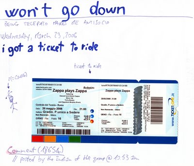 MY ticket to Zappa Plays Zappa, Rome, 28.5.06