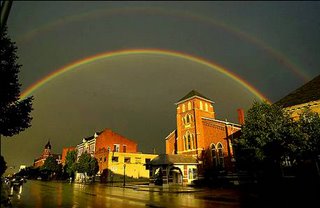 double rainbow over downtown Chillicothe, Ohio
