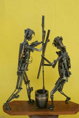 sculpture made from weaponry