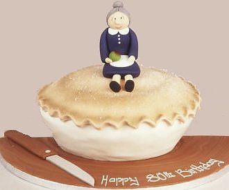 grand mother on the pie cake