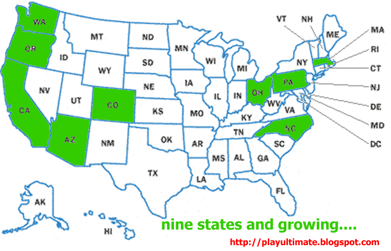 Us State Map Playultimate Coverage Jan 2006 