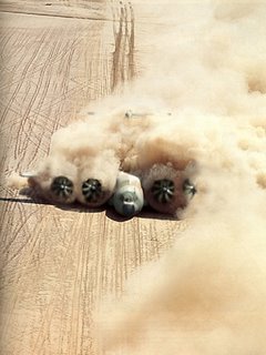 An 'artist's impression' of the A400M landing on a desert strip