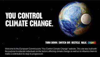 The front page from the commission's web site on climate change