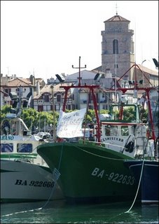 Fishermen blockading the port of Saint-Jean-of-Luz