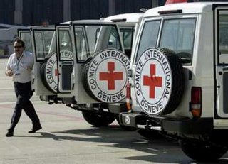 Red Cross vehicles headed for Lebanon