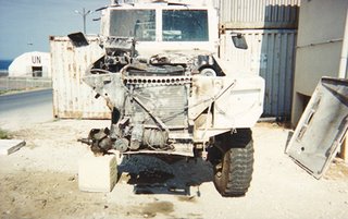 Another survivor - a mine-damaged UN RG31