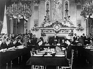 Schuman announcing 'his' plan - like so much to do with the history of the EU, the photograph is a fake.  At the time, Monnet failed to arrange for photographers to be present, so the 'historic' event was reconstructed some days after 9 May