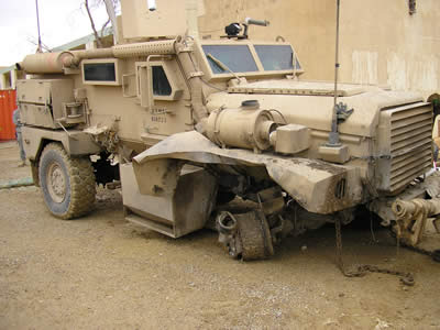 The Cougar after an IED hit