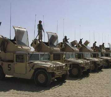Humvee air-defence trucks converted to use as 'gun trucks'