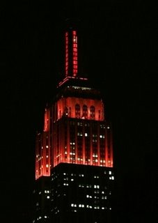 Empire State Building lit up in scarlet, Nov. 9, 2006 (AP Photo/Frank Franklin II)