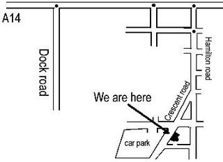 Click here for a full sized map of how to find the Scribblers meetings.