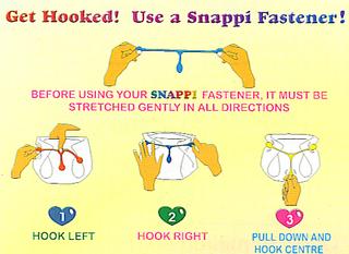 Snappis diaper fasteners make cloth diapering easy.