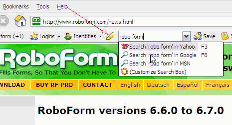 highlight button in Firefox for Robo Form
