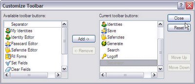 Customize Robo Form toolbar
