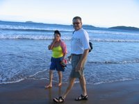 Dave and mother-in-law on Geriba Beach, Búzios, Brazil