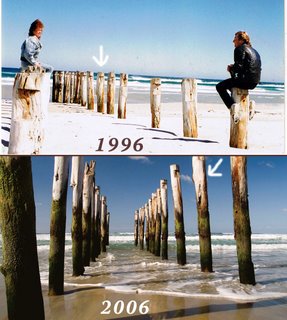 St Clair Poles - sand level changes over a decade.