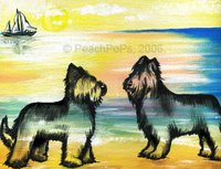 Briard Dog Painting with Beach