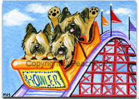 Briard Dogs on roller-coaster painting