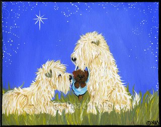 wheaten terrier dog nativity painting