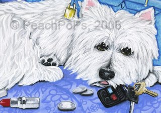 Westie Dog with keys Painting