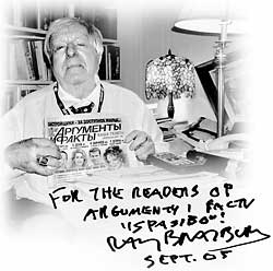 Ray Bradbury with autographed edition of AiF