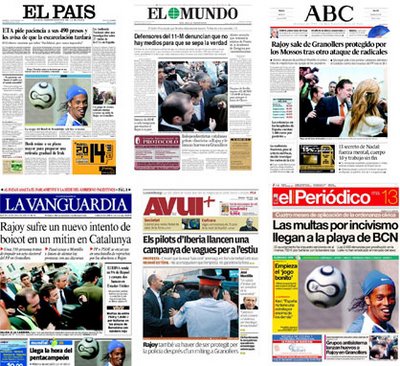 Tractament informatiu de l'agressió a Rajoy en els diferents mitjans