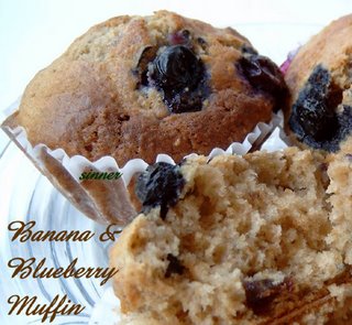banana and blueberry muffin